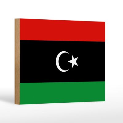 Letrero de madera bandera de Libia 18x12 cm Bandera de Libia decoración