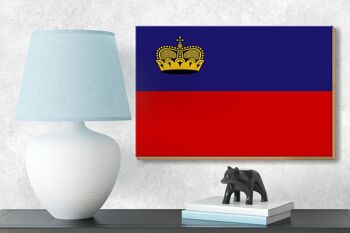 Panneau en bois drapeau Liechtenstein 18x12cm Drapeau Liechtenstein décoration 3
