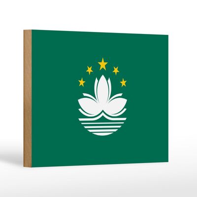 Cartello in legno bandiera di Macao 18x12 cm Decorazione bandiera di Macao