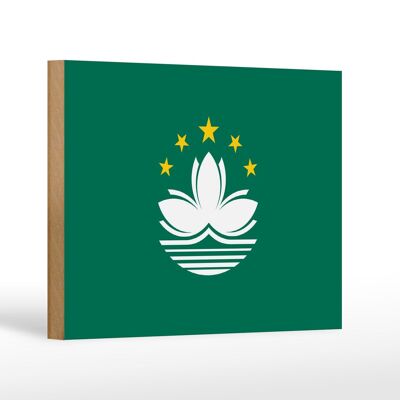 Panneau en bois drapeau de Macao 18x12 cm Décoration drapeau de Macao