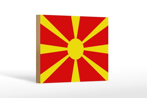 Holzschild Flagge Mazedoniens 18x12 cm Flag of Macedonia Dekoration