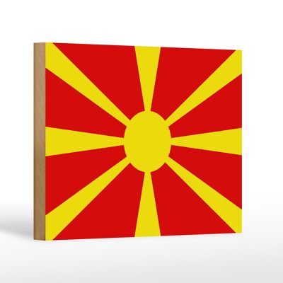 Holzschild Flagge Mazedoniens 18x12 cm Flag of Macedonia Dekoration