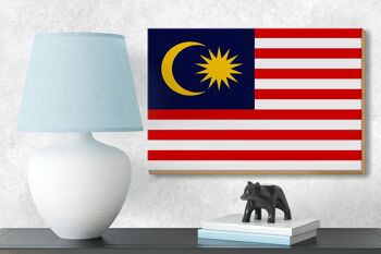 Panneau en bois drapeau de la Malaisie 18x12 cm Décoration drapeau de la Malaisie 3
