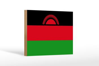 Panneau en bois drapeau du Malawi 18x12 cm Décoration drapeau du Malawi 1