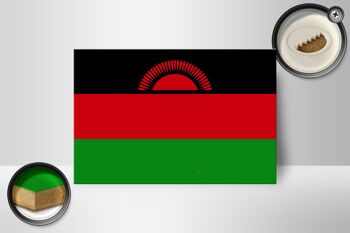 Panneau en bois drapeau du Malawi 18x12 cm Décoration drapeau du Malawi 2