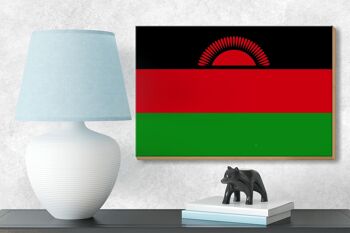 Panneau en bois drapeau du Malawi 18x12 cm Décoration drapeau du Malawi 3