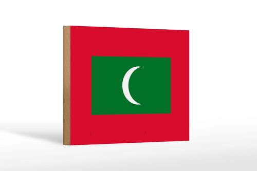 Holzschild Flagge Malediven 18x12 cm Flag of the Maldives Dekoration