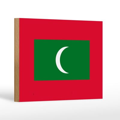 Panneau en bois drapeau Maldives 18x12 cm Décoration drapeau des Maldives