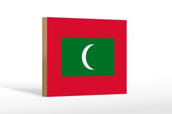 Panneau en bois drapeau Maldives 18x12 cm Décoration drapeau des Maldives 1