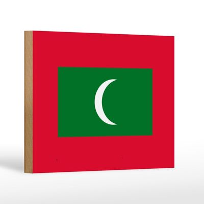 Holzschild Flagge Malediven 18x12 cm Flag of the Maldives Dekoration