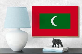 Panneau en bois drapeau Maldives 18x12 cm Décoration drapeau des Maldives 3