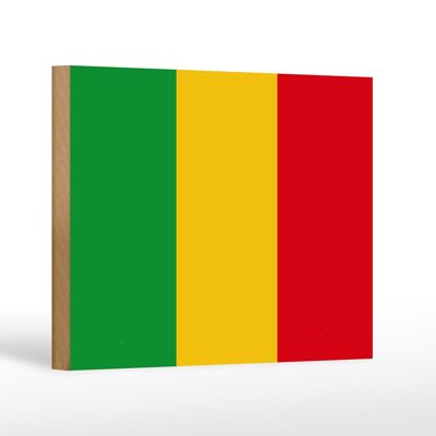 Panneau en bois drapeau du Mali 18x12 cm Décoration drapeau du Mali