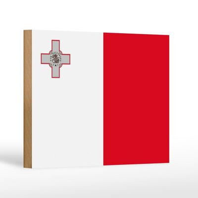 Letrero de madera Bandera de Malta 18x12 cm Decoración Bandera de Malta