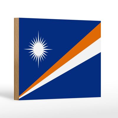Letrero de madera bandera Islas Marshall 18x12 cm Decoración Islas Marshall