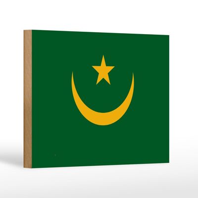 Cartello in legno bandiera della Mauritania 18x12 cm Decorazione bandiera della Mauritania