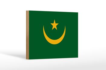 Panneau en bois drapeau de la Mauritanie 18x12 cm Décoration drapeau de la Mauritanie 1