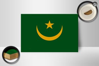 Panneau en bois drapeau de la Mauritanie 18x12 cm Décoration drapeau de la Mauritanie 2