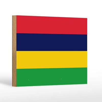 Letrero de madera bandera Mauricio 18x12 cm Bandera de Mauricio decoración