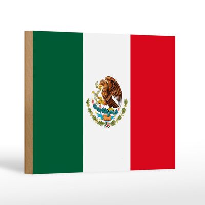 Letrero de madera Bandera de México 18x12 cm Decoración Bandera de México