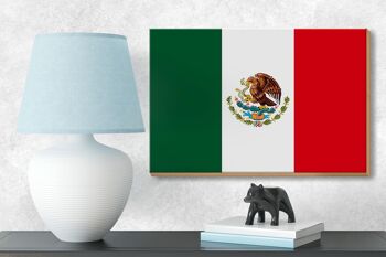 Panneau en bois drapeau du Mexique 18x12 cm Décoration drapeau du Mexique 3
