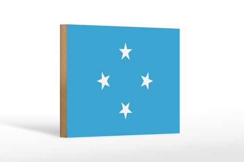 Holzschild Flagge Mikronesiens 18x12 cm Flag Micronesia Dekoration