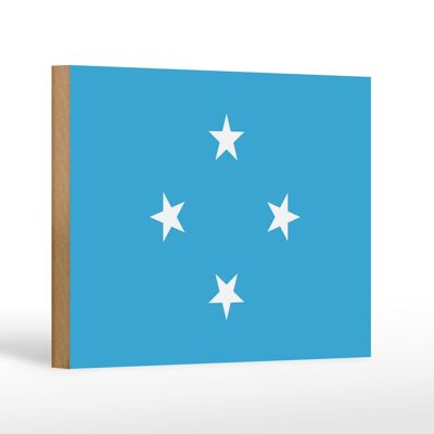 Cartello in legno bandiera della Micronesia 18x12 cm Decorazione bandiera Micronesia