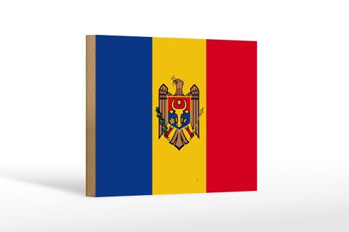 Holzschild Flagge Moldau 18x12 cm Flag of Moldova Dekoration