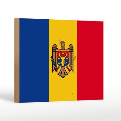 Holzschild Flagge Moldau 18x12 cm Flag of Moldova Dekoration