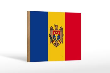 Panneau en bois drapeau Moldavie 18x12 cm Décoration drapeau de la Moldavie 1