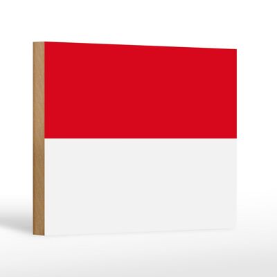 Letrero de madera Bandera de Mónaco 18x12 cm Decoración Bandera de Mónaco