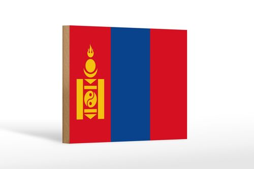 Holzschild Flagge Mongolei 18x12 cm Flag of Mongolia Dekoration