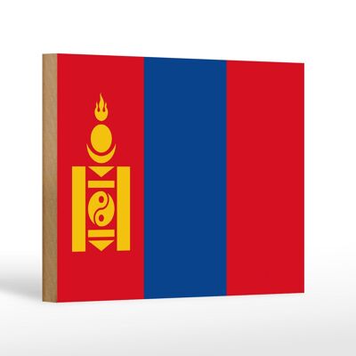 Holzschild Flagge Mongolei 18x12 cm Flag of Mongolia Dekoration