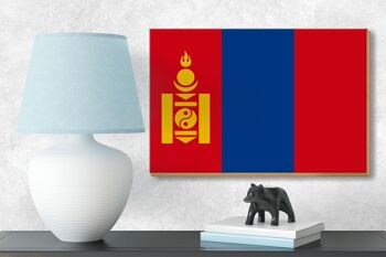 Drapeau en bois Mongolie 18x12 cm Décoration drapeau de la Mongolie 3