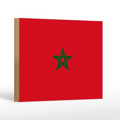 Letrero de madera Bandera de Marruecos 18x12 cm Decoración Bandera de Marruecos