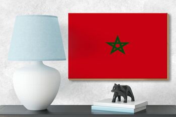 Panneau en bois drapeau du Maroc 18x12 cm Décoration drapeau du Maroc 3