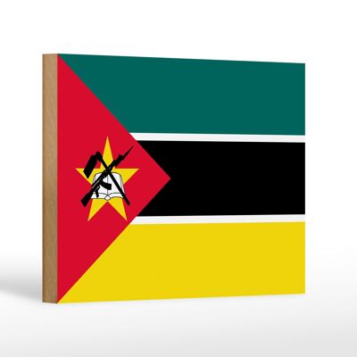 Letrero de madera Bandera de Mozambique 18x12 cm Decoración Bandera de Mozambique