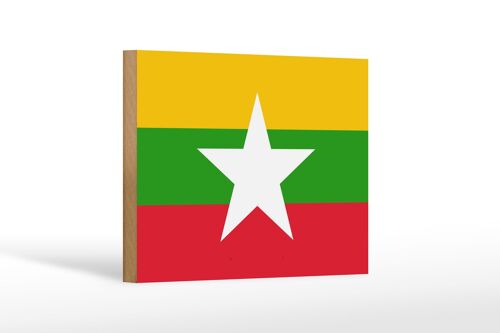 Holzschild Flagge Myanmars 18x12 cm Flag of Myanmar Dekoration