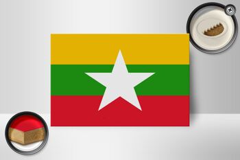 Panneau en bois drapeau du Myanmar 18x12 cm Décoration drapeau du Myanmar 2