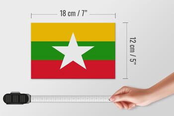 Panneau en bois drapeau du Myanmar 18x12 cm Décoration drapeau du Myanmar 4