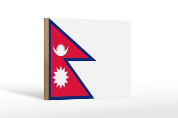Panneau en bois drapeau du Népal 18x12 cm Décoration drapeau du Népal 1