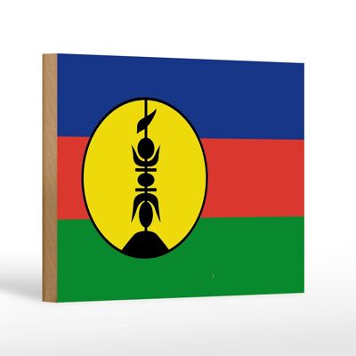 Letrero de madera Bandera Nueva Caledonia 18x12cm Bandera Nueva Caledonia decoración