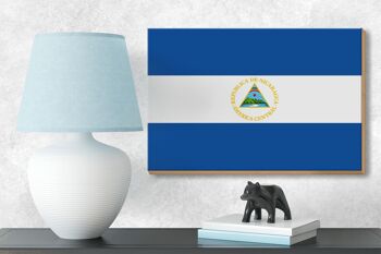 Panneau en bois drapeau du Nicaragua 18x12 cm Décoration drapeau du Nicaragua 3