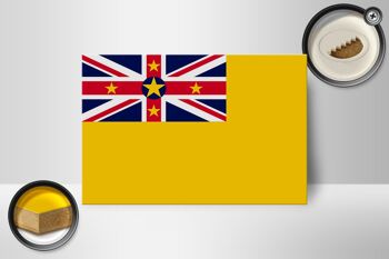 Panneau en bois drapeau de Niue 18x12 cm Décoration drapeau de Niue 2