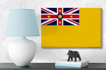 Panneau en bois drapeau de Niue 18x12 cm Décoration drapeau de Niue 3