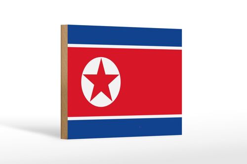 Holzschild Flagge Nordkoreas 18x12 cm Flag of North Korea Dekoration