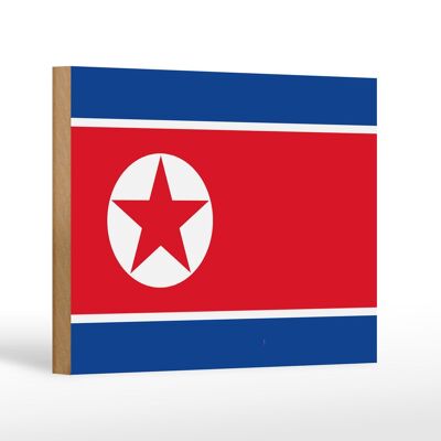 Cartello in legno bandiera della Corea del Nord 18x12 cm Decorazione bandiera della Corea del Nord