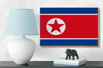 Panneau en bois drapeau de la Corée du Nord 18x12 cm Décoration drapeau de la Corée du Nord 3