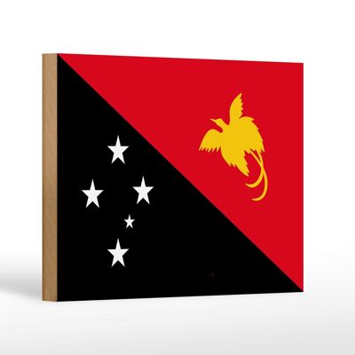 Cartello bandiera in legno Papua Nuova Guinea 18x12 cm Decorazione Papua Nuova Guinea