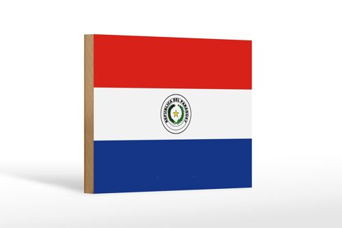 Holzschild Flagge Paraguays 18x12 cm Flag of Paraguay Dekoration