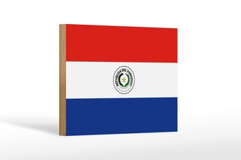 Panneau en bois drapeau du Paraguay 18x12 cm Décoration drapeau du Paraguay 1